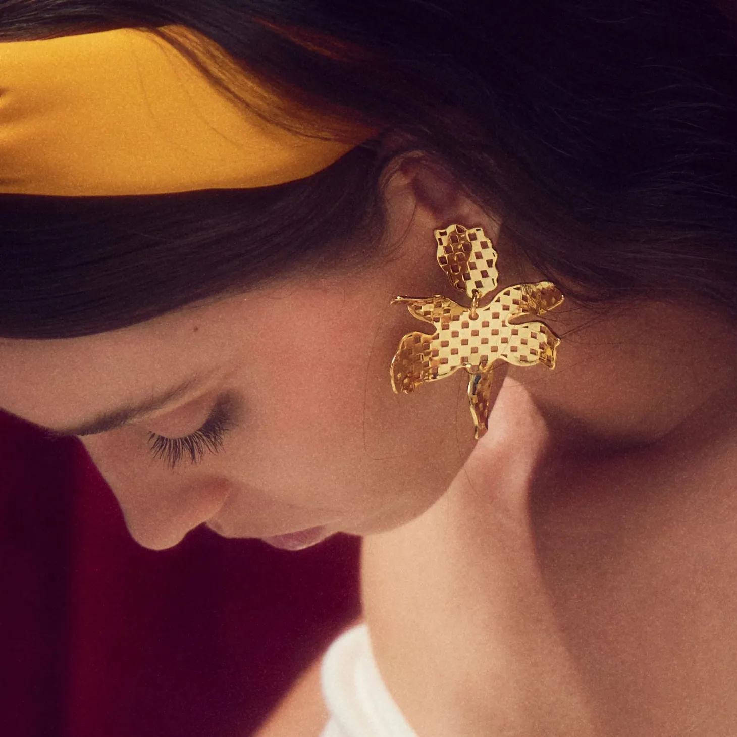 Cutout Paper Lily Earrings ~ Gold