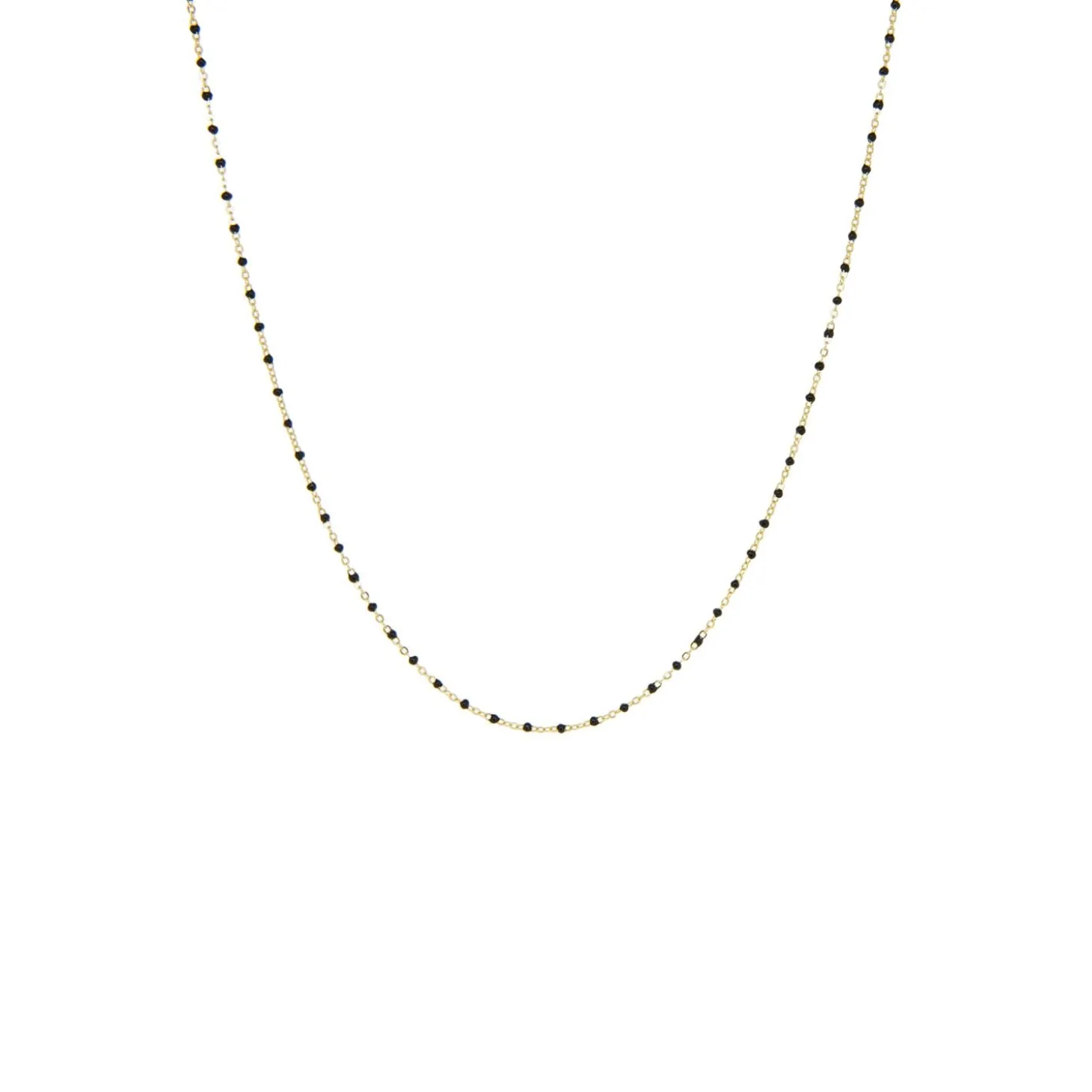 Delicate Beaded Natural Stone Necklace ~ Onyx