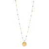 Delicate Beaded Necklace with Circle Pendant