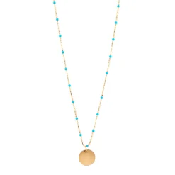 Delicate Beaded Necklace with Circle Pendant