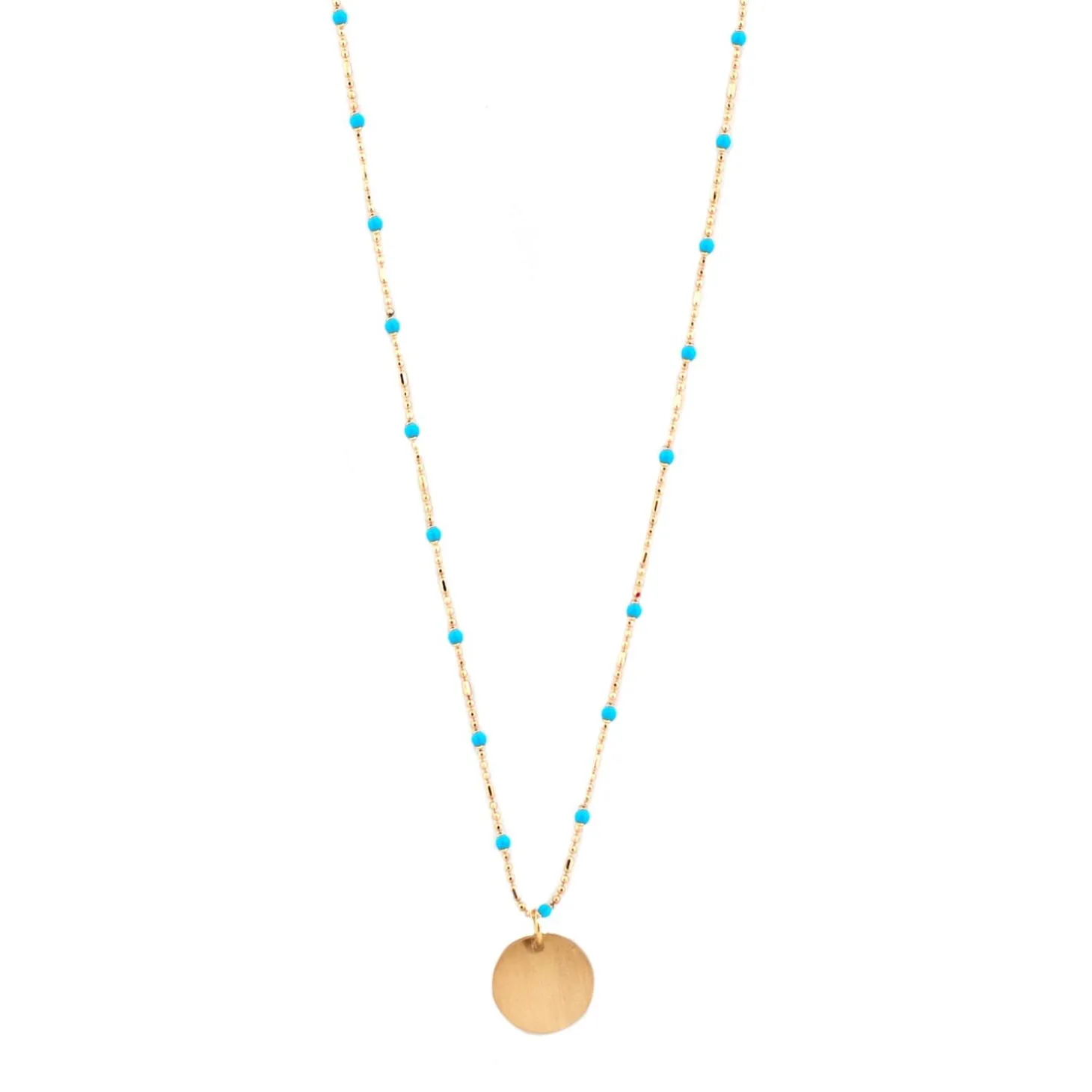 Delicate Beaded Necklace with Circle Pendant