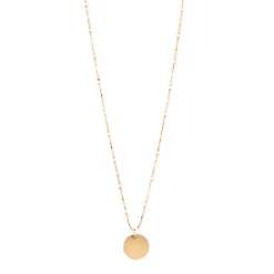 Delicate Beaded Necklace with Circle Pendant
