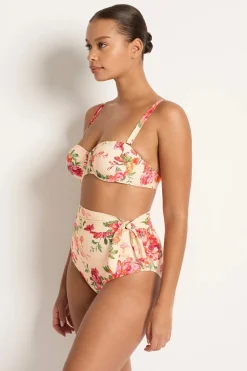 Delight Gathered Balconette Bikini Top- Linen