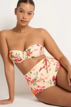 Delight Gathered Balconette Bikini Top- Linen