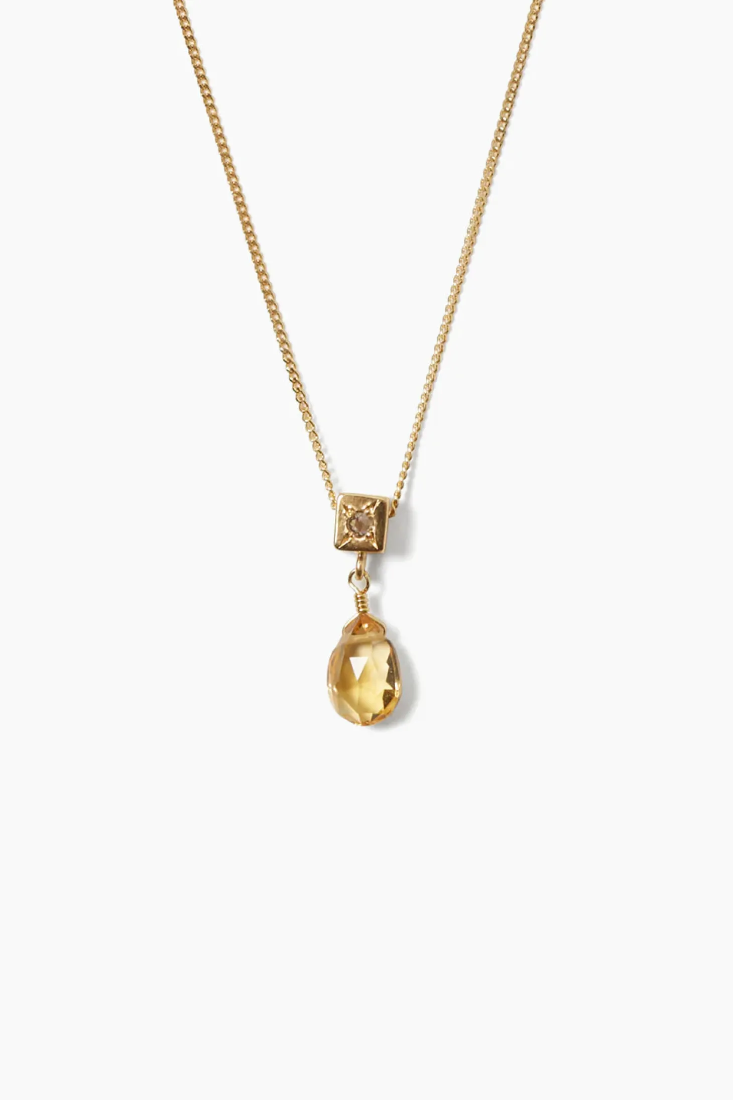 Dewdrop Diamond Necklace ~ Citrine