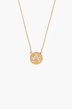 Diamond Initial Coin Necklace Gold