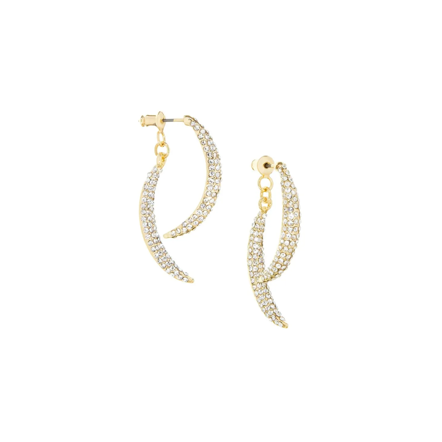 Double Crystal Curved Bar Drop Earring