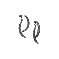 Double Crystal Curved Bar Drop Earring