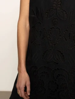 Embroidered Blooms Dress ~ Black
