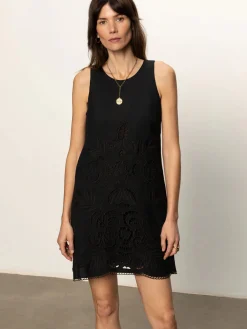 Embroidered Blooms Dress ~ Black