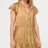 Ena Pull Over Flutter Sleeve Printed Dress ~ Copper