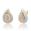 Enamel and CZ Teardrop Earrings
