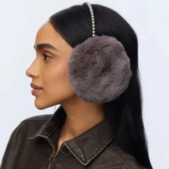 Faux Fur Pearl Earmuffs ~ Charcoal