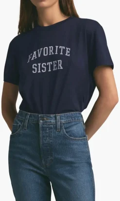 Favorite Sister Cropped Collegiate Tee ~ Navy