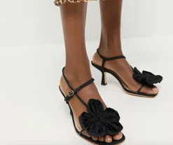 Frank Black Moiré Flower Sandal