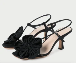 Frank Black Moiré Flower Sandal