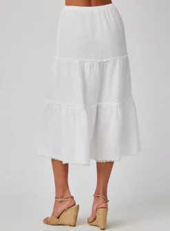 Frayed Tiered Skirt ~ White