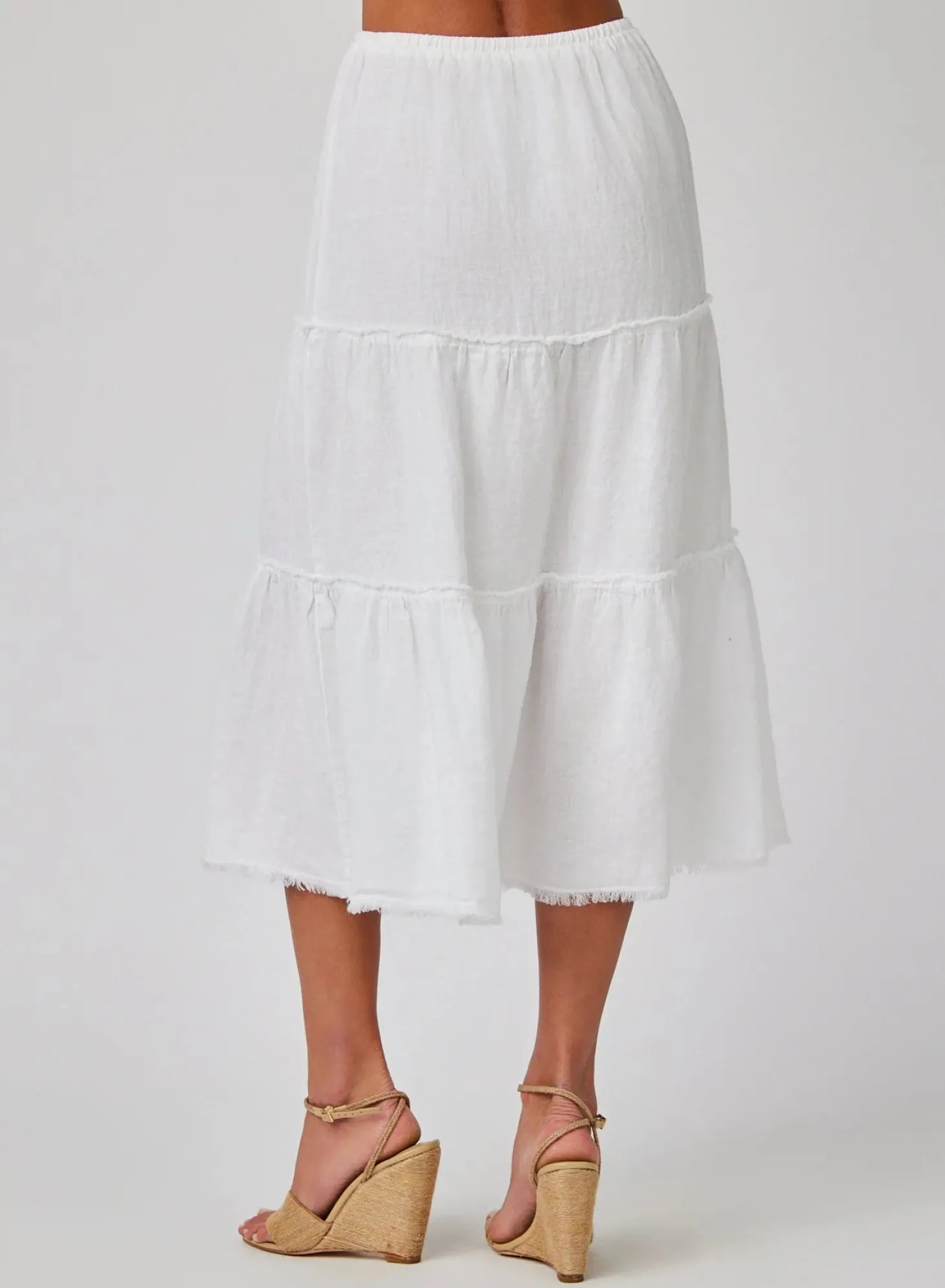 Frayed Tiered Skirt ~ White