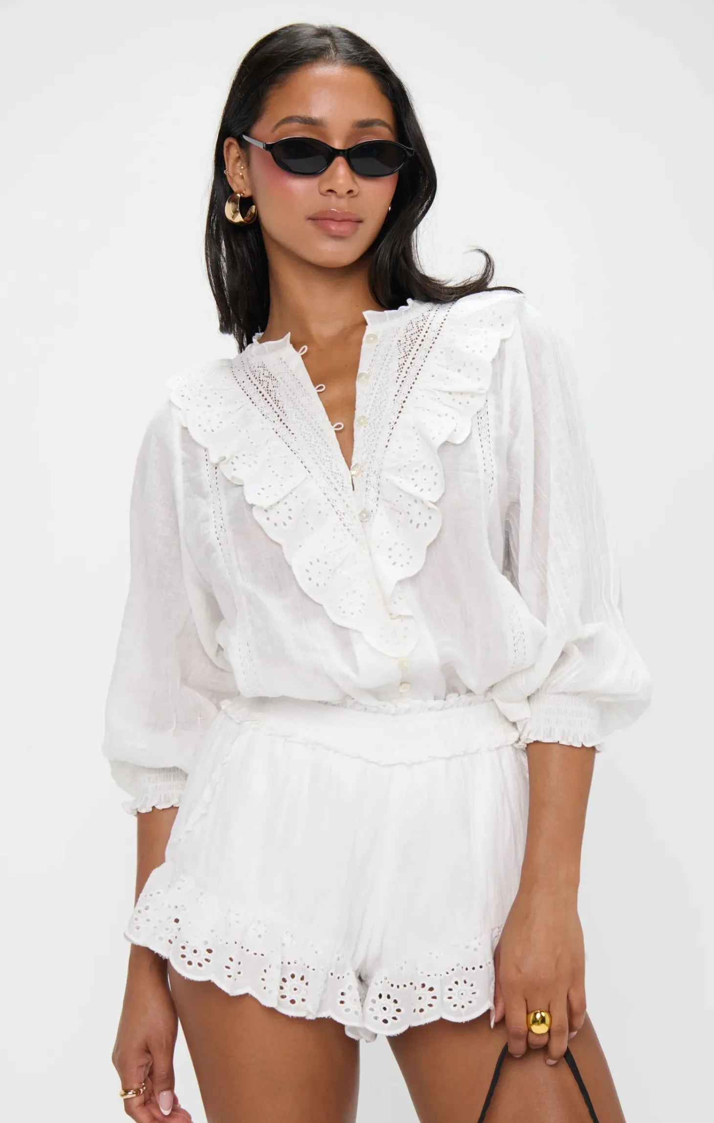 French Blouse ~ White Eyelet