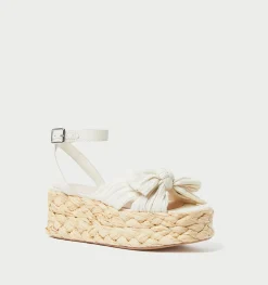Gaby White Pleated Bow Espadrille