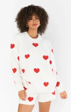 Go To Sweater ~ Tossed Heart Knit Red