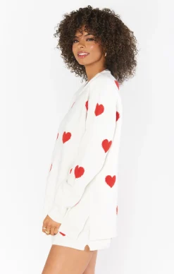 Go To Sweater ~ Tossed Heart Knit Red