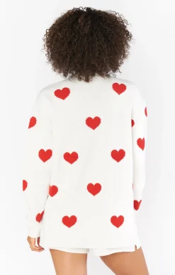 Go To Sweater ~ Tossed Heart Knit Red