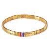 Gold Tila Bracelet with Red, White and Blue Accents