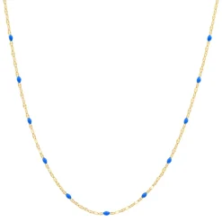 Gold Vermeil Sparkle Chain with Enamel Stations ~ Gold/Blue Necklace