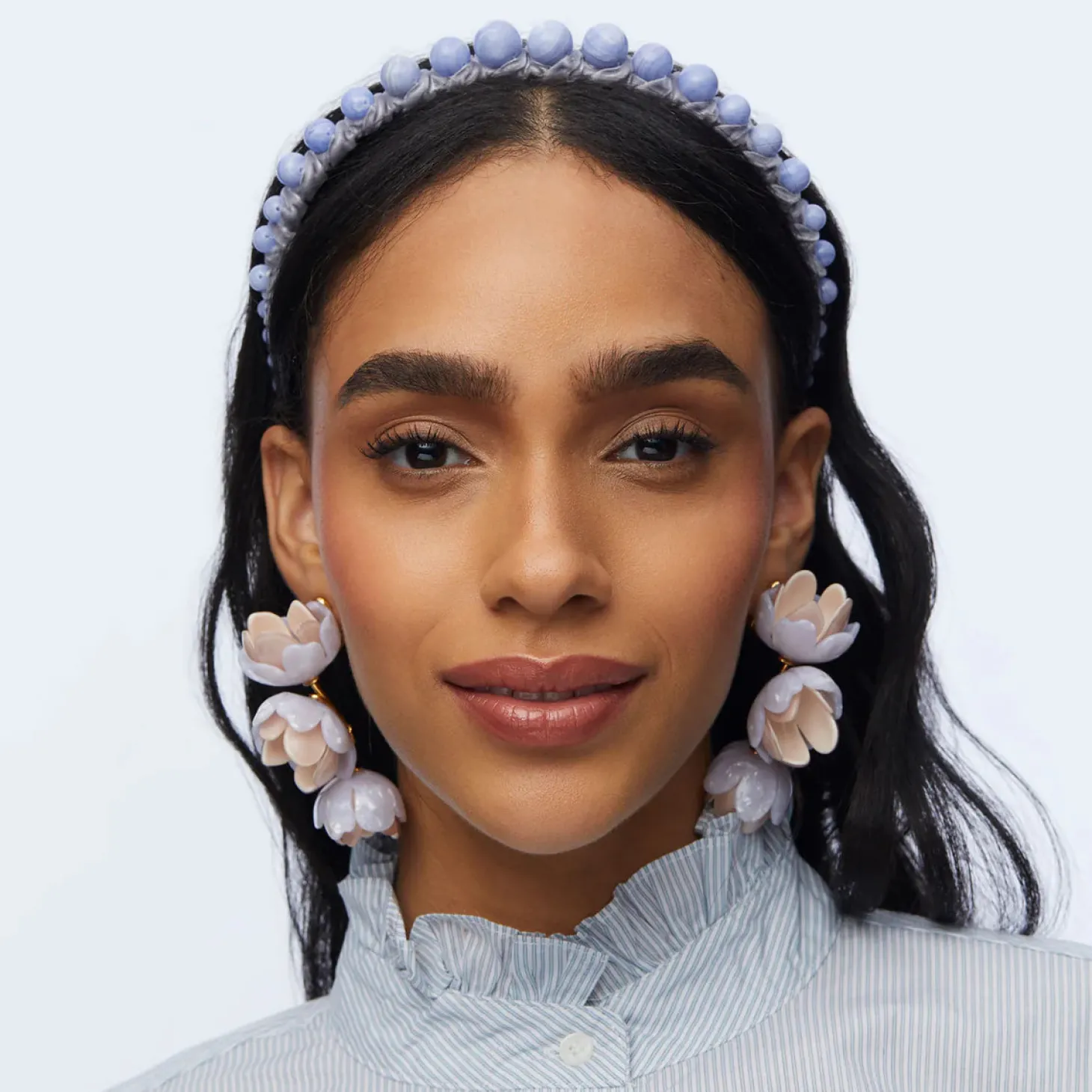Graduated Bead Headband ~ Blue Lace