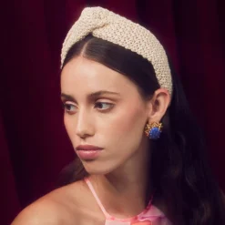 Greta Raffia Headband ~ White Wash