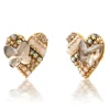 Grey Crystal Heart Earring