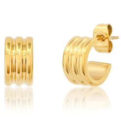 Grooved Gold Huggie