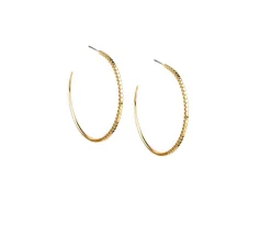 Half Beaded Post Hoop ~ Gold