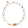 Hand Made Pearl Bracelet With Sea Shell And Rainbow Accents