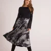Hand Pleated Midi Skirt ~ Silver Dye Print