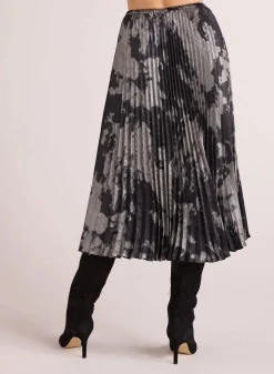 Hand Pleated Midi Skirt ~ Silver Dye Print