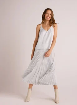 Hand Pleated Midi Skirt~ Metallic Opal