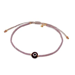 Handmade Seed Bead Evil Eye Bracelet ~ Light Purple