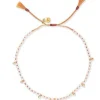 Handmade Semi-Precious Knotted Bracelet with Gold Balls ~ Moon