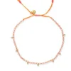 Handmade Semi-Precious Knotted Bracelet with Gold Balls ~ Peach