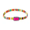Handmade Tila Bracelet with Matte Emerald Cut Center Stone