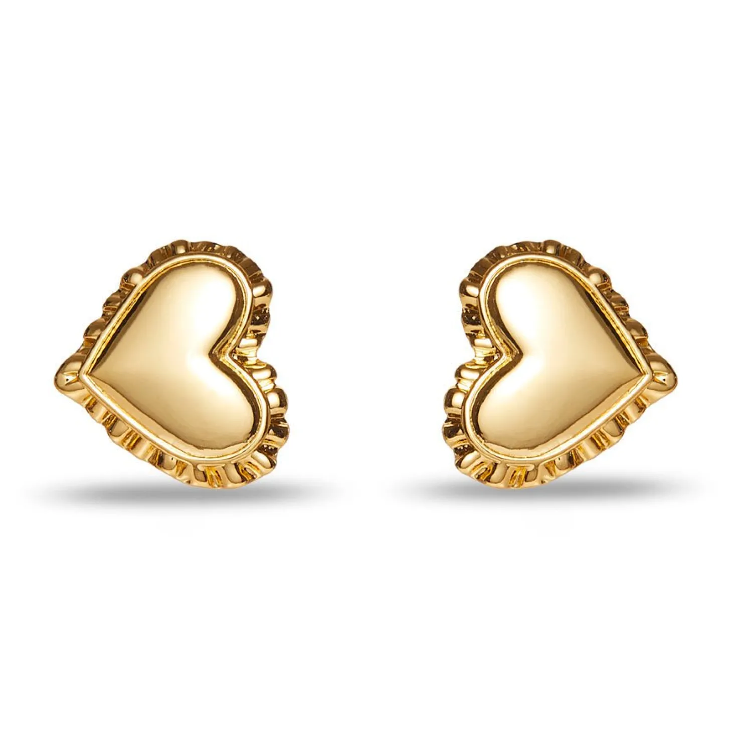 Heart Ruffle Button Earrings