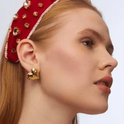 Heart Ruffle Button Earrings