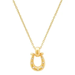 Horseshoe Necklace with Embedded CZ Stones ~ Gold
