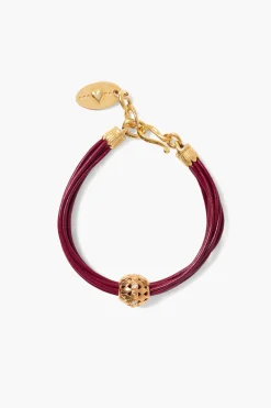 James Leather Bracelet ~ Garnet