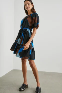 Khloe Dress ~ Blue Multi Color Block
