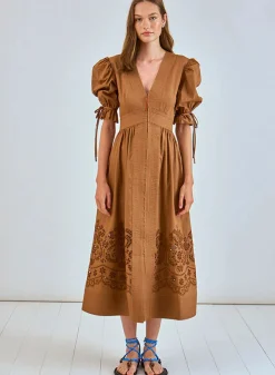 Kirin Dress ~ Mocha Embroidered Eyelet