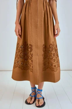 Kirin Dress ~ Mocha Embroidered Eyelet