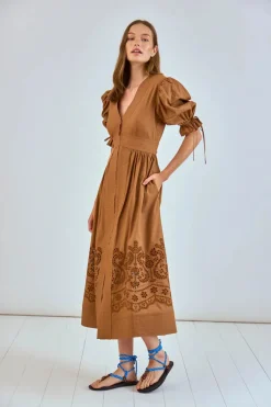 Kirin Dress ~ Mocha Embroidered Eyelet
